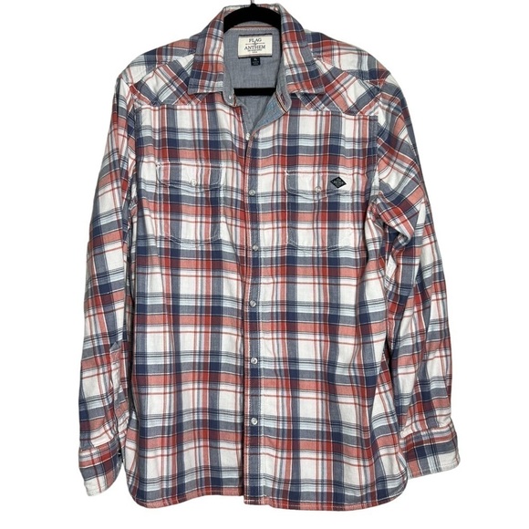 Flag & Anthem Mens Plaid Flannel Shirt - Large - Picture 1 of 4